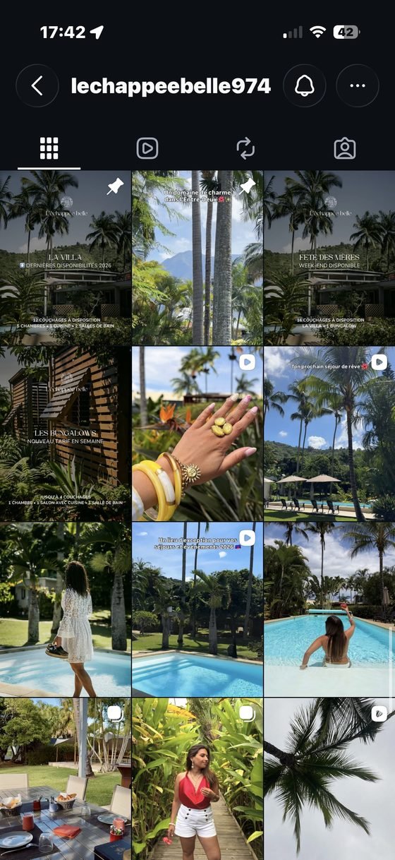 Capture d'écran Instagram de L’échappée Belle&nbsp;: réels Instagram, vues par publication
